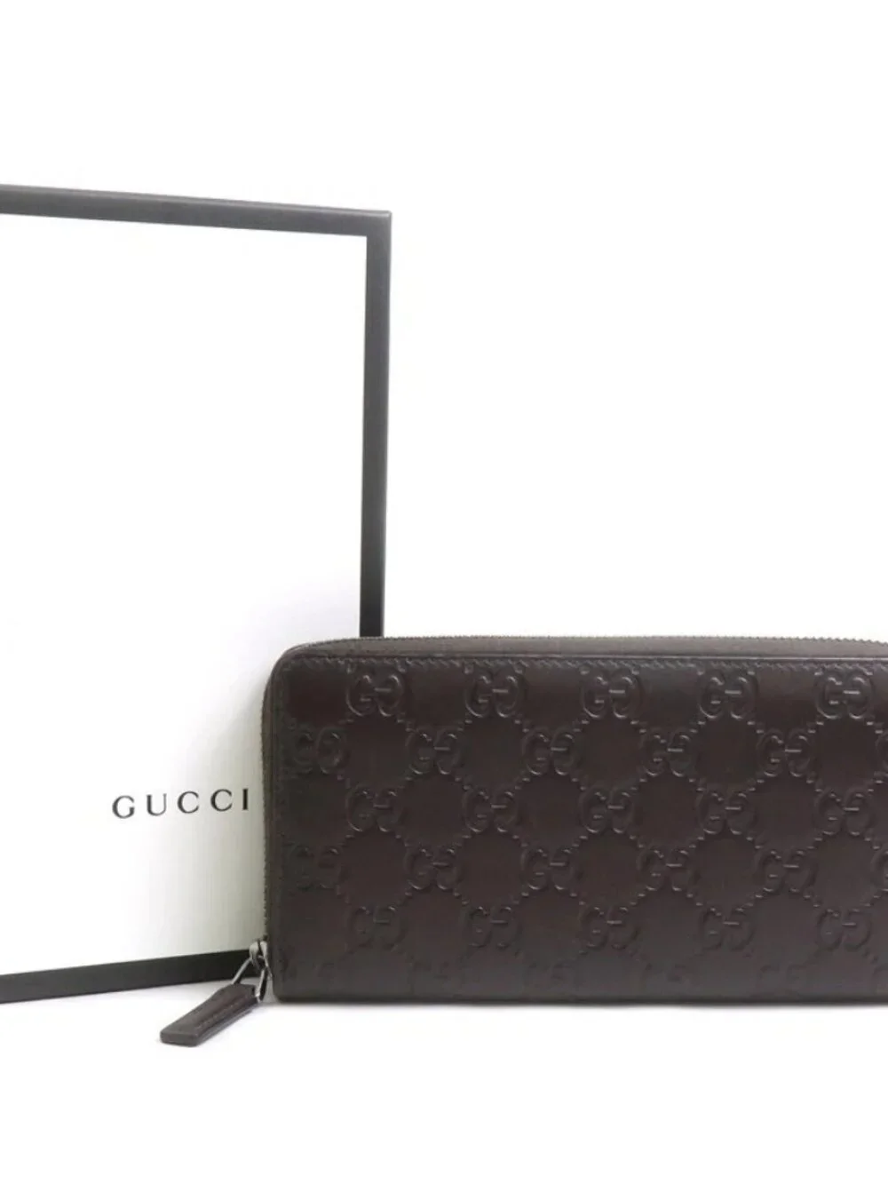 Auth GUCCI Guccissima Zip Around Long Wallet Dark Brown Leather - Picture 2 of 8